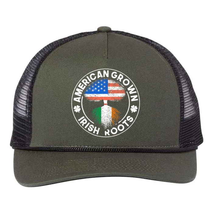 American Grown Irish Roots USA Ireland Flag ST PATRICKS DAY Retro Rope Trucker Hat Cap