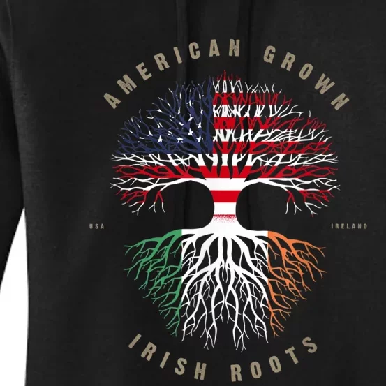 American Grown Irish Roots Ireland Flag Women's Pullover Hoodie