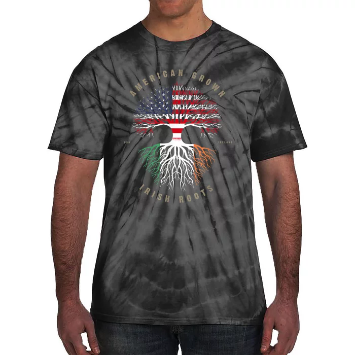 American Grown Irish Roots Ireland Flag Tie-Dye T-Shirt