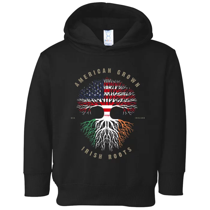 American Grown Irish Roots Ireland Flag Toddler Hoodie