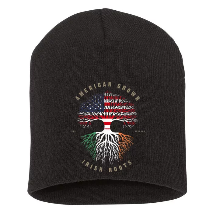 American Grown Irish Roots Ireland Flag Short Acrylic Beanie