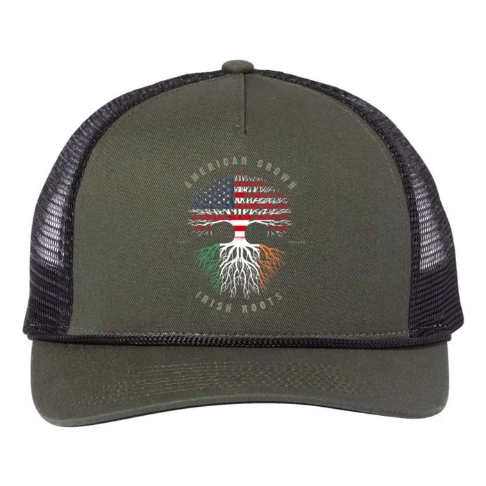 American Grown Irish Roots Ireland Flag Retro Rope Trucker Hat Cap