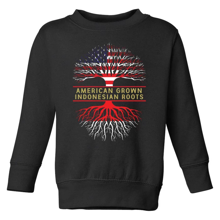 American Grown Indonesian Roots America Indonesia Tree Flag Toddler Sweatshirt