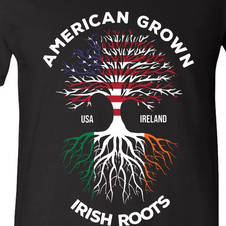 American Grown Irish Roots Shirts Heritage Usa Ireland Flag V-Neck T-Shirt