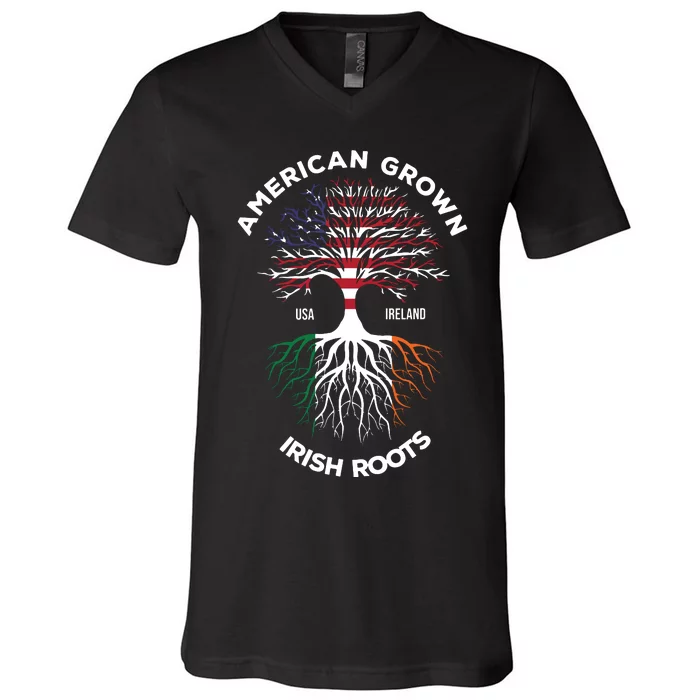 American Grown Irish Roots Shirts Heritage Usa Ireland Flag V-Neck T-Shirt