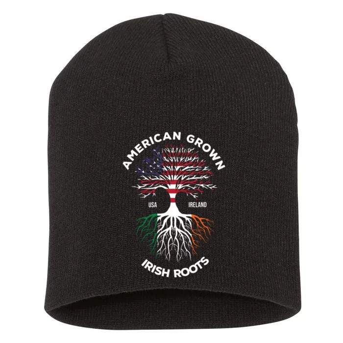 American Grown Irish Roots Shirts Heritage Usa Ireland Flag Short Acrylic Beanie