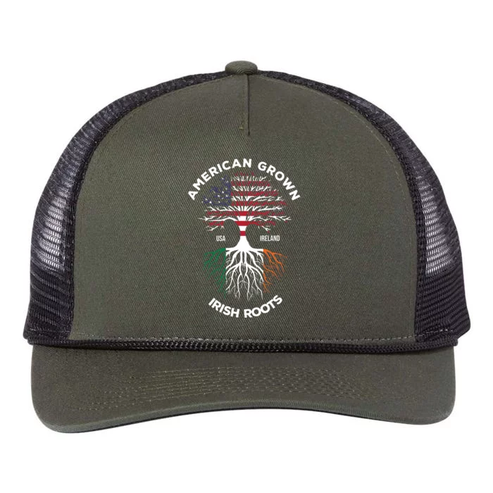 American Grown Irish Roots Shirts Heritage Usa Ireland Flag Retro Rope Trucker Hat Cap