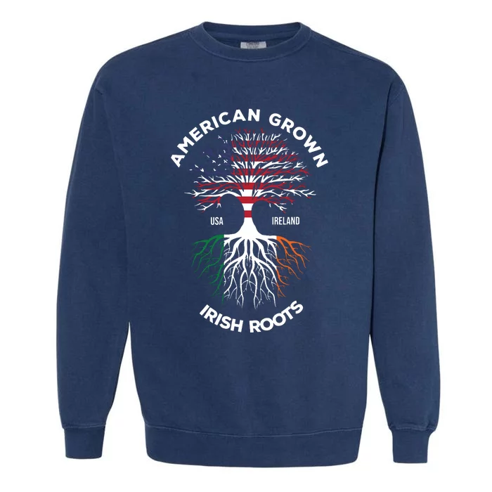 American Grown Irish Roots Shirts Heritage Usa Ireland Flag Garment-Dyed Sweatshirt