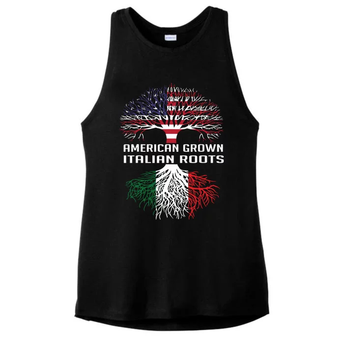 American Grown Italian Roots Italy Flag Proud Ladies Tri-Blend Wicking Tank