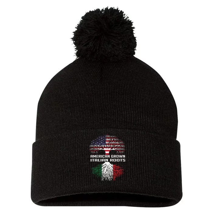 American Grown Italian Roots Italy Flag Proud Pom Pom 12in Knit Beanie