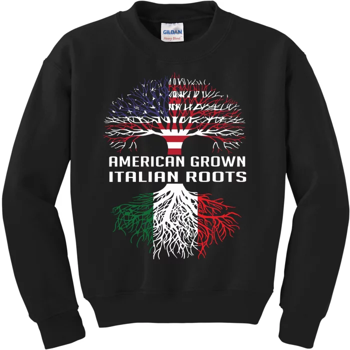 American Grown Italian Roots Italy Flag Proud Kids Sweatshirt