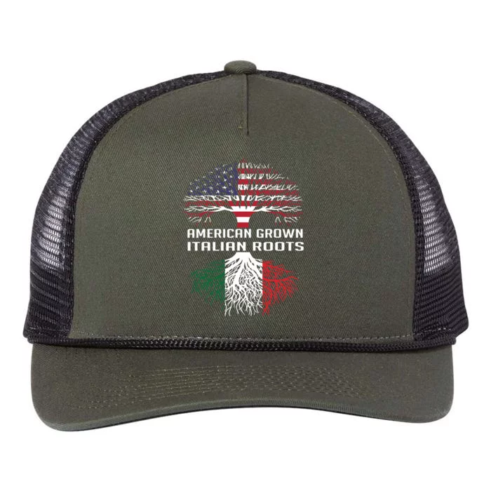 American Grown Italian Roots Italy Flag Proud Retro Rope Trucker Hat Cap