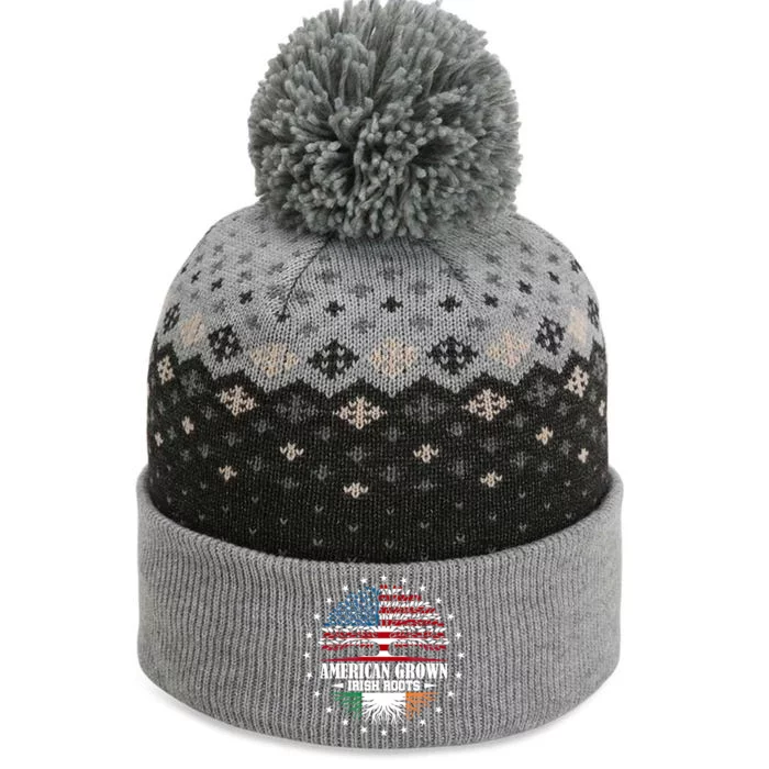 American Grown Irish Roots Ireland Flag Gift The Baniff Cuffed Pom Beanie