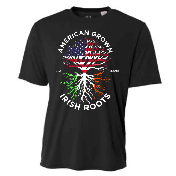 American Grown Irish Roots Ireland Flag St Patrick Day Cooling Performance Crew T-Shirt