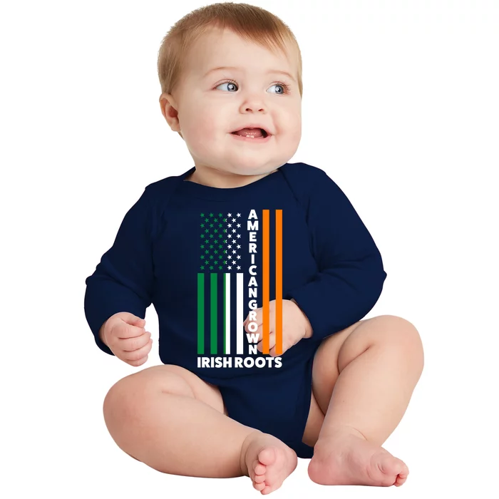 American Grown Irish Roots Irland Irish Flag Great Gift Baby Long Sleeve Bodysuit