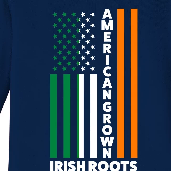 American Grown Irish Roots Irland Irish Flag Great Gift Baby Long Sleeve Bodysuit