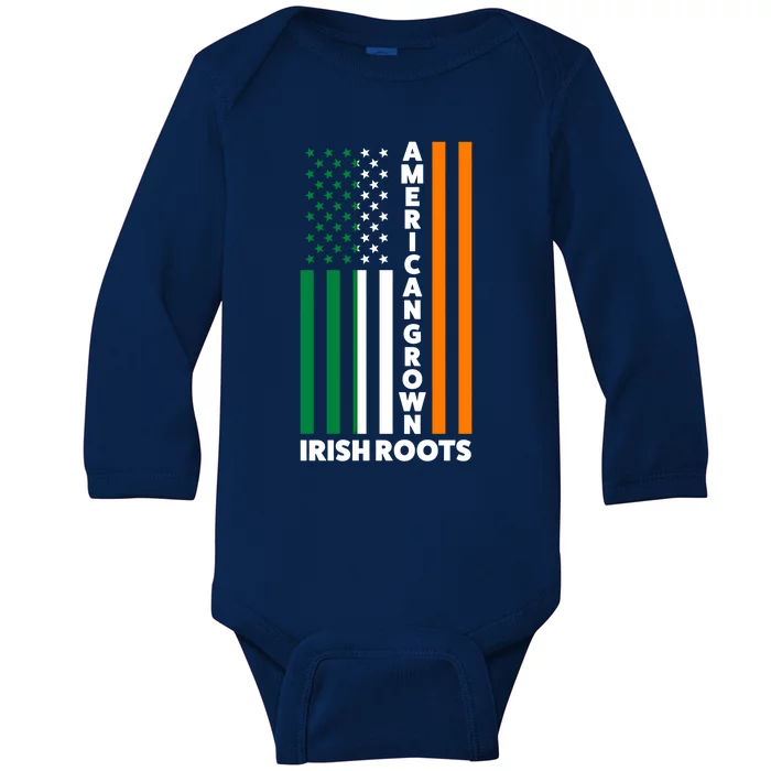 American Grown Irish Roots Irland Irish Flag Great Gift Baby Long Sleeve Bodysuit