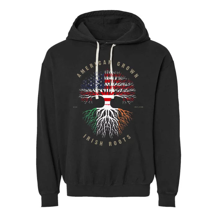 American Grown Irish Roots Ireland Flag Garment-Dyed Fleece Hoodie