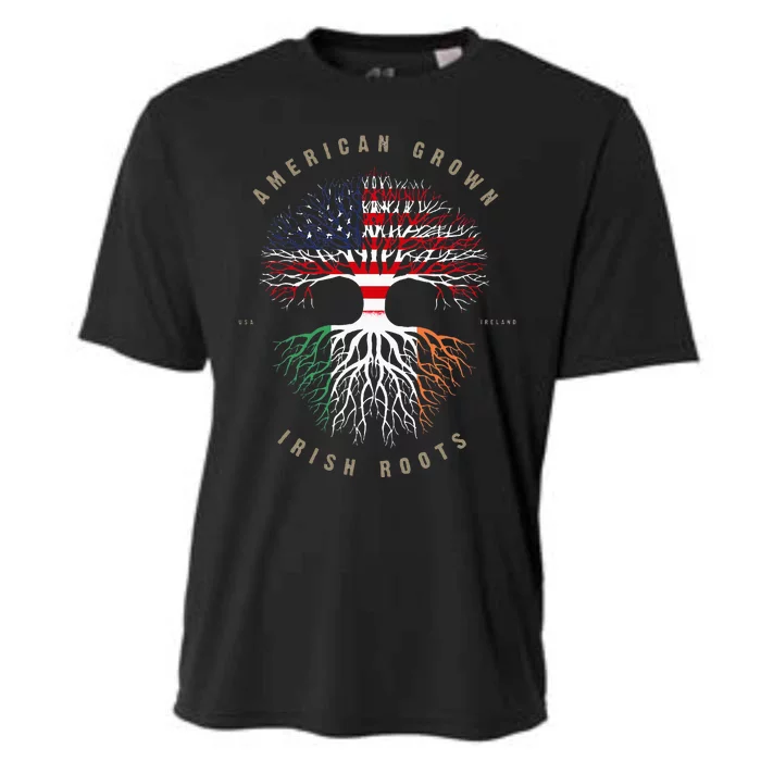 American Grown Irish Roots Ireland Flag Cooling Performance Crew T-Shirt