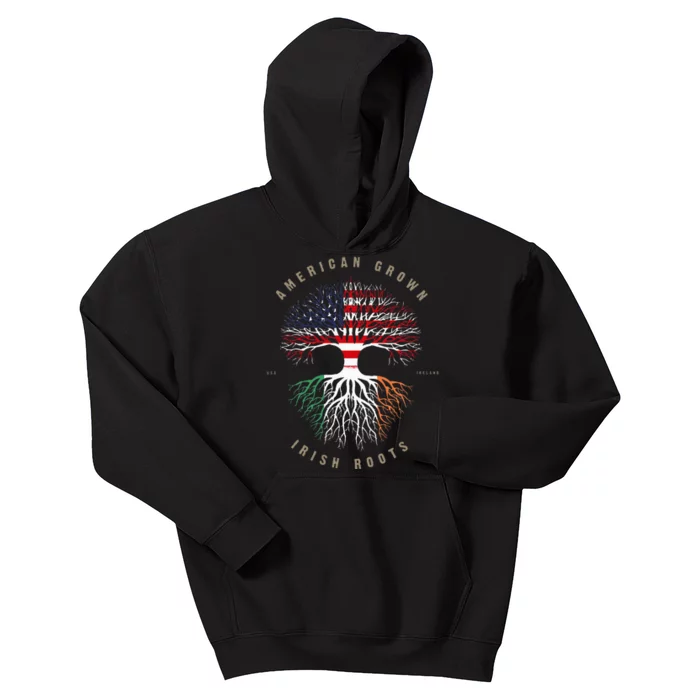 American Grown Irish Roots Ireland Flag Kids Hoodie