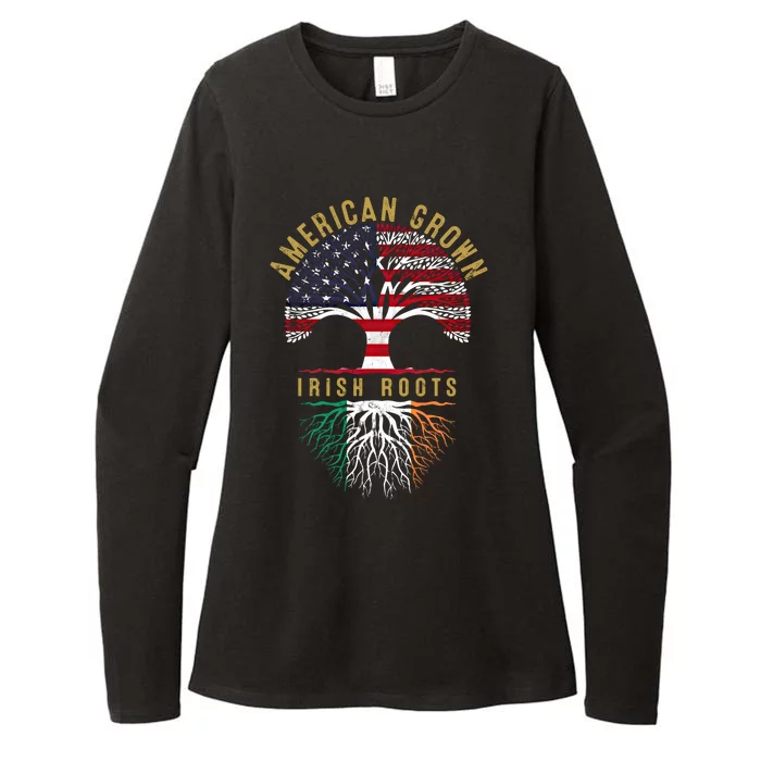 American Grown Irish Roots Tree Flag Family Heritage Gift Womens CVC Long Sleeve Shirt