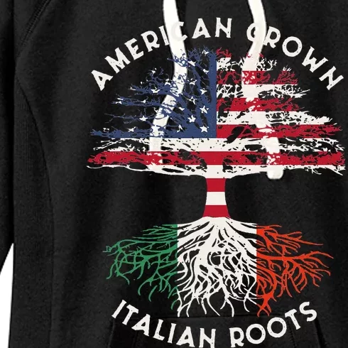 American Grown Italian Roots Family Tree Italy Flag Italian Women's Fleece Hoodie