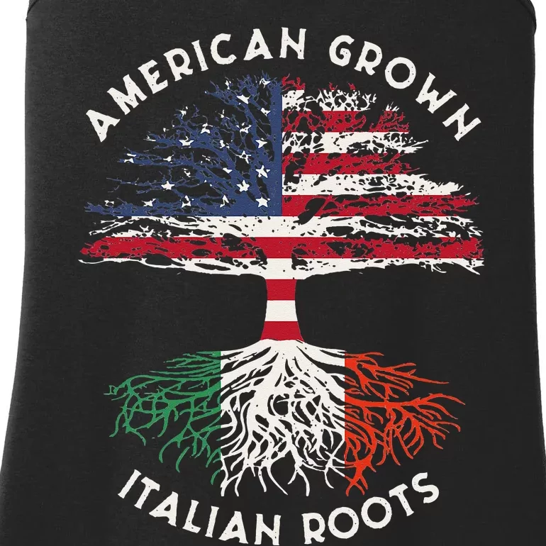 American Grown Italian Roots Family Tree Italy Flag Italian Ladies Essential Tank