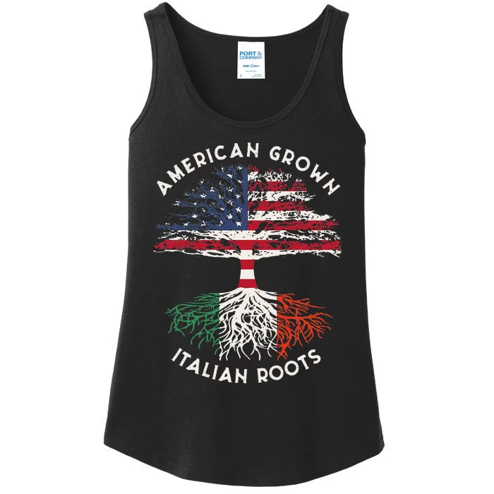 American Grown Italian Roots Family Tree Italy Flag Italian Ladies Essential Tank