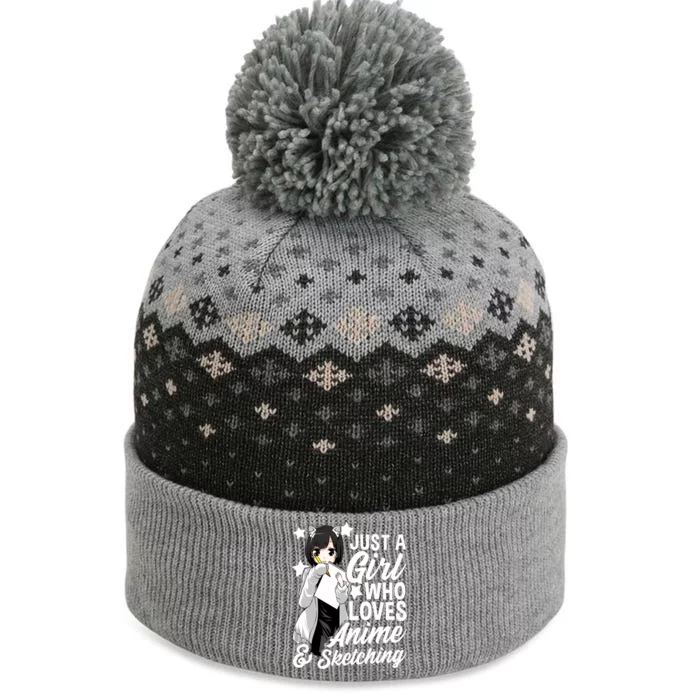 Anime Girl Just A Girl Who Loves Anime And Sketching Drawing Gift The Baniff Cuffed Pom Beanie