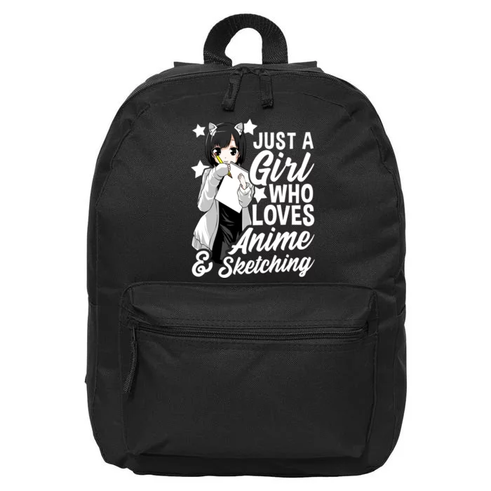 Anime Girl Just A Girl Who Loves Anime and Sketching Drawing 16 in Basic Backpack