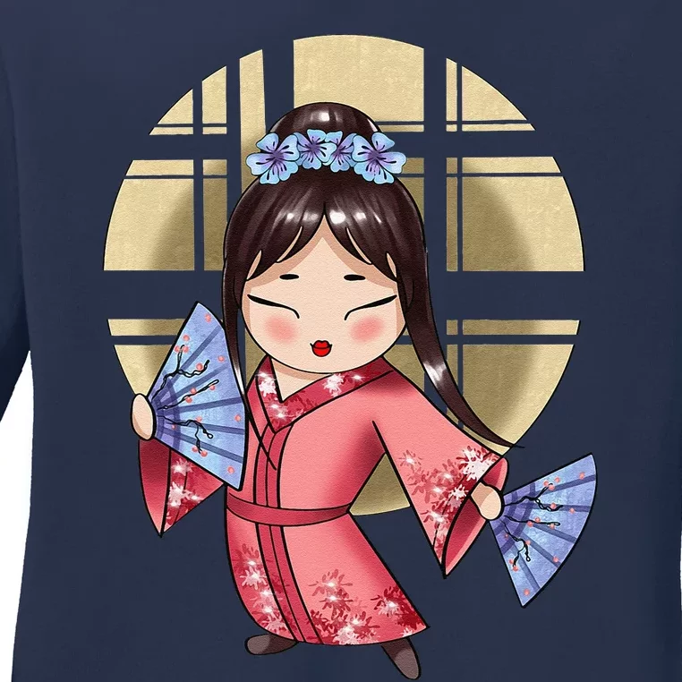 Anime Geisha Japanese Art Japan Woman Geisha Ladies Long Sleeve Shirt