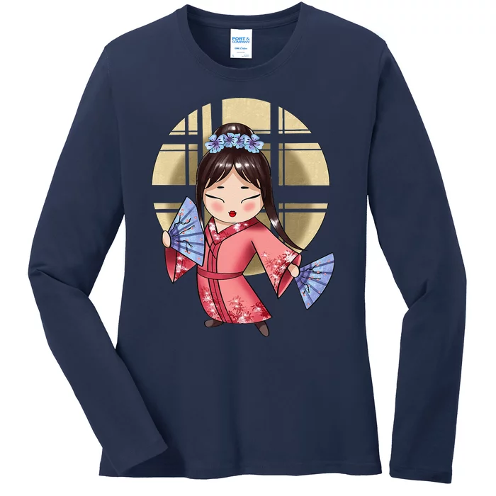 Anime Geisha Japanese Art Japan Woman Geisha Ladies Long Sleeve Shirt