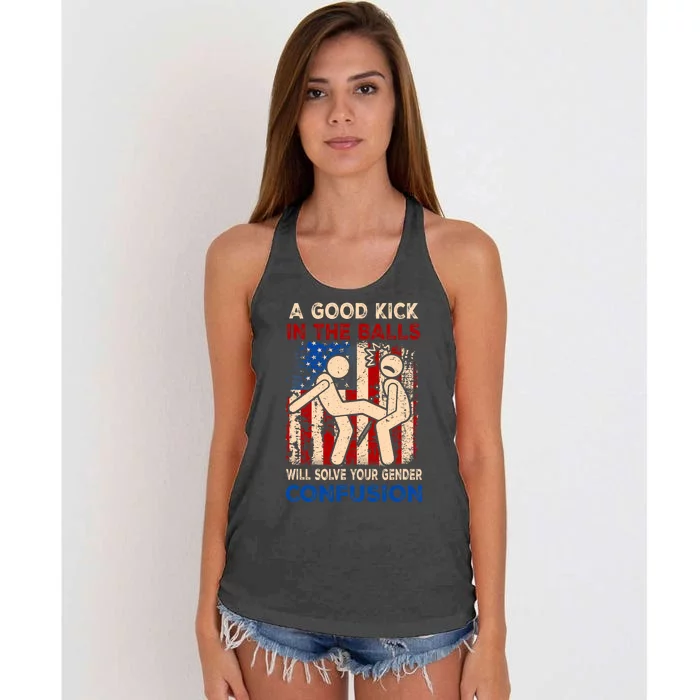 A Good Kick In The Balls Will Solve Your Gender Confusion Women's Knotted Racerback Tank