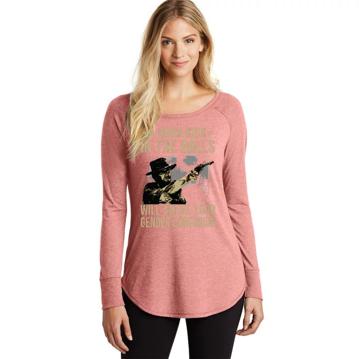 A Good Kick In The Balls Will Solve Your Gender Confusion Women's Perfect Tri Tunic Long Sleeve Shirt