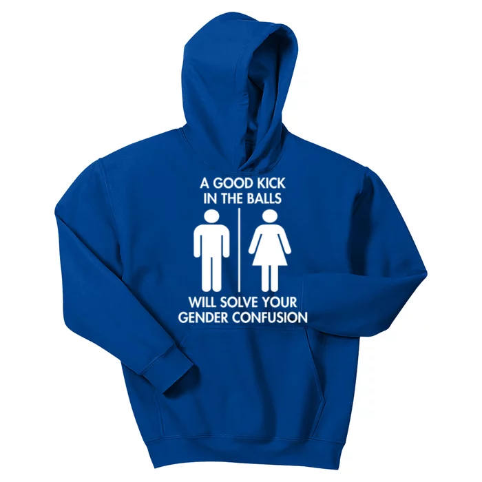 A Good Kick In The Balls Will Solve Your Gender Confusion Kids Hoodie