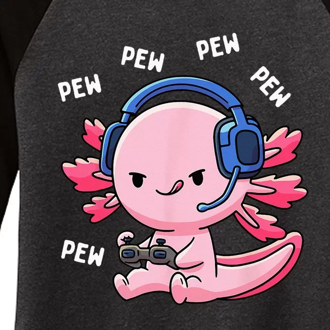 Axolotl Gaming Kids Anime Video Game Pew Gamer Women's Tri-Blend 3/4-Sleeve Raglan Shirt