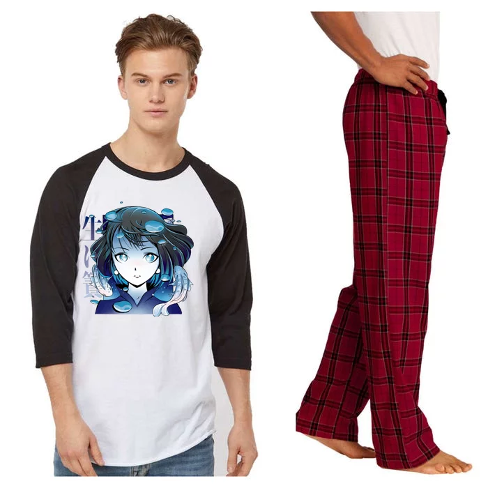 Anime Girl Koi Fishes Japanese Raglan Sleeve Pajama Set