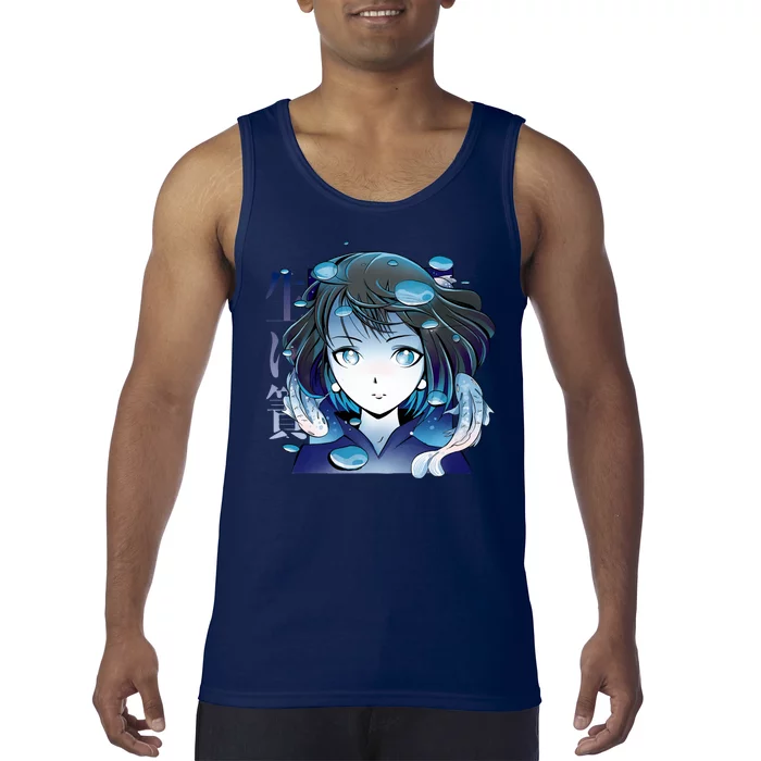 Anime Girl Koi Fishes Japanese Tank Top