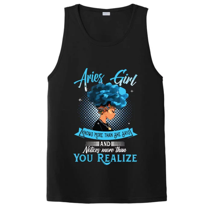 Aries Girl Knows More Than She Says Funny April Birthday Performance Tank