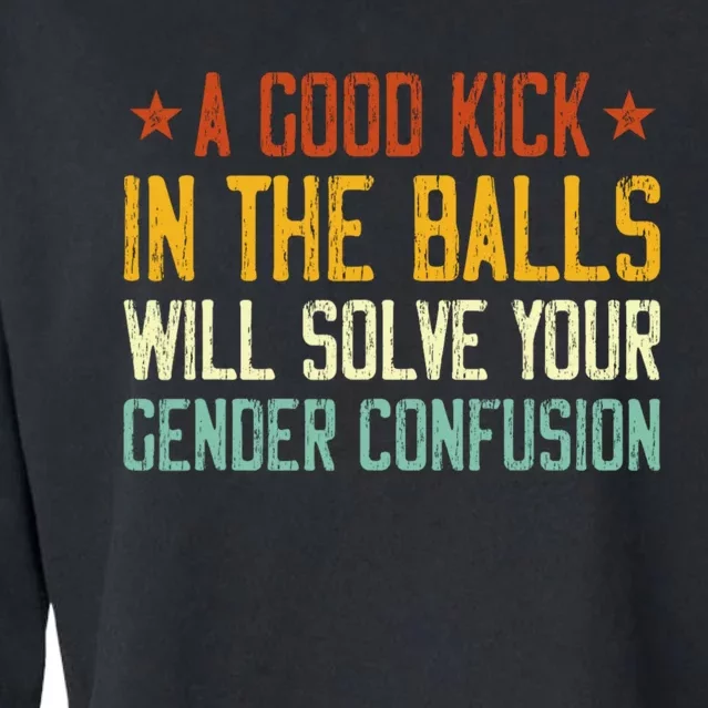 A Good Kick In The Balls Will Solve Your Gender Confusion Cropped Pullover Crew