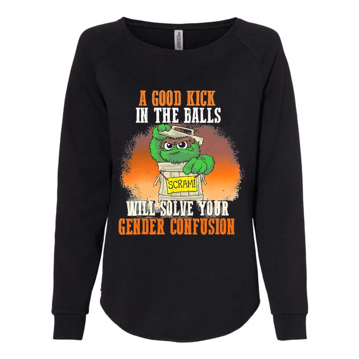 A Good Kick In The Balls Will Solve Your Gender Confusion Womens California Wash Sweatshirt