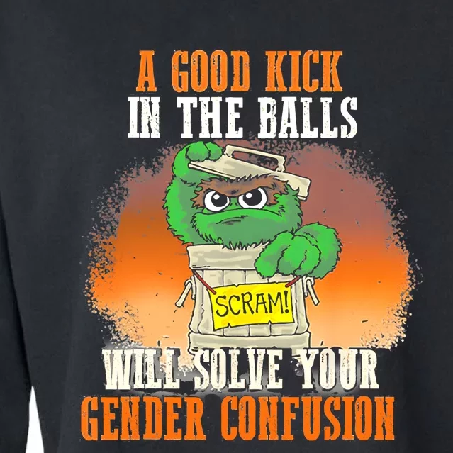 A Good Kick In The Balls Will Solve Your Gender Confusion Cropped Pullover Crew