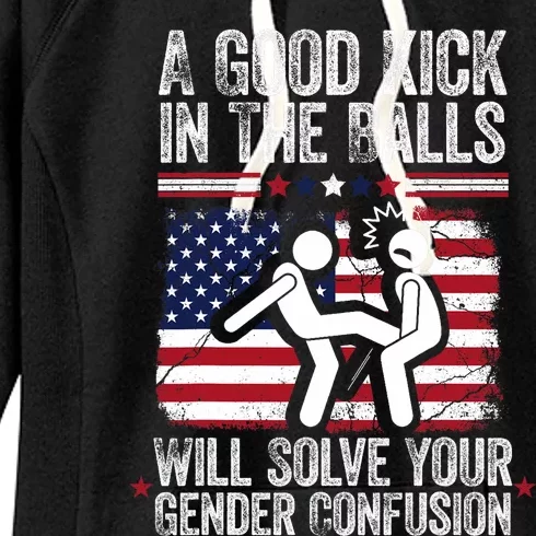 A Good Kick In The Balls Will Solve Your Gender Confusion Women's Fleece Hoodie