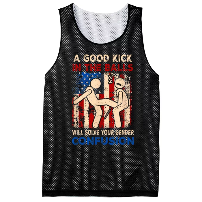 A Good Kick In The Balls Will Solve Your Gender Mesh Reversible Basketball Jersey Tank