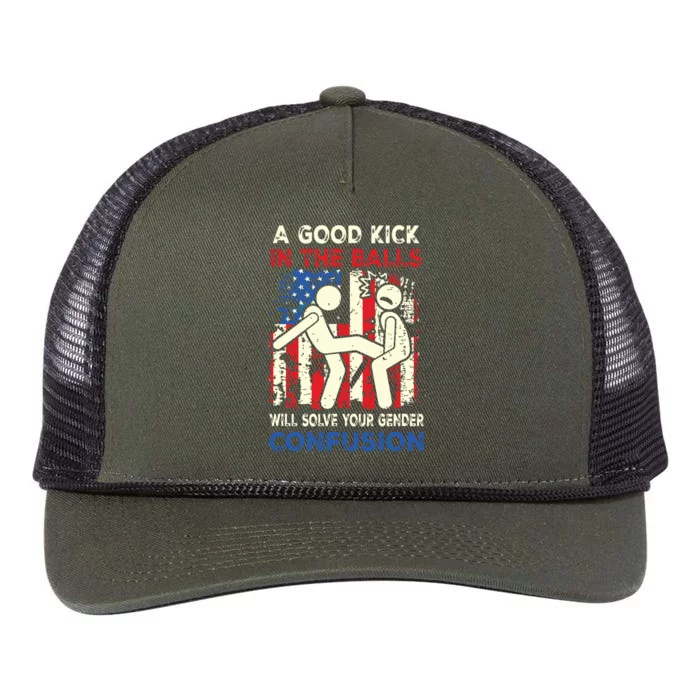 A Good Kick In The Balls Will Solve Your Gender Confusion Retro Rope Trucker Hat Cap