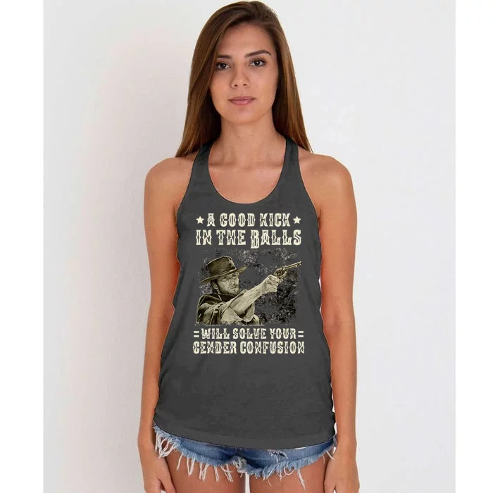 A Good Kick In Balls Will Solve Your Gender Confusion Women's Knotted Racerback Tank