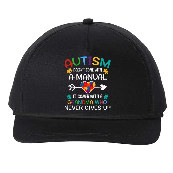 Autism Grandma Love Autistic Autism Awareness Puzzle Snapback Five-Panel Rope Hat