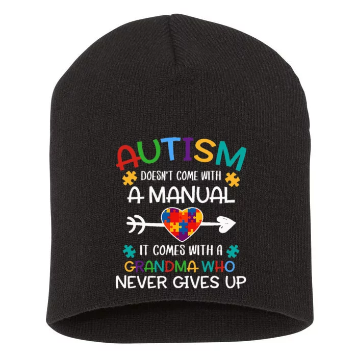 Autism Grandma Love Autistic Autism Awareness Puzzle Short Acrylic Beanie