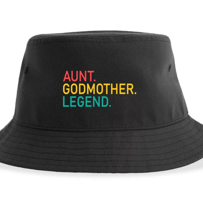 Aunt Godmother Legend Retro Vintage Funny Auntie Mothers Day Sustainable Bucket Hat