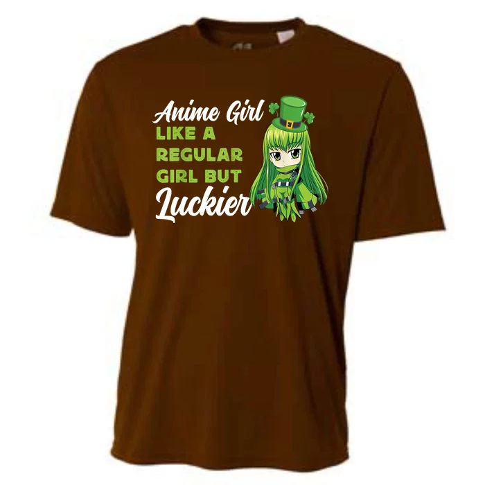 Anime Girl Like A Regular Girl But Luckier St Patrick's Day Cooling Performance Crew T-Shirt